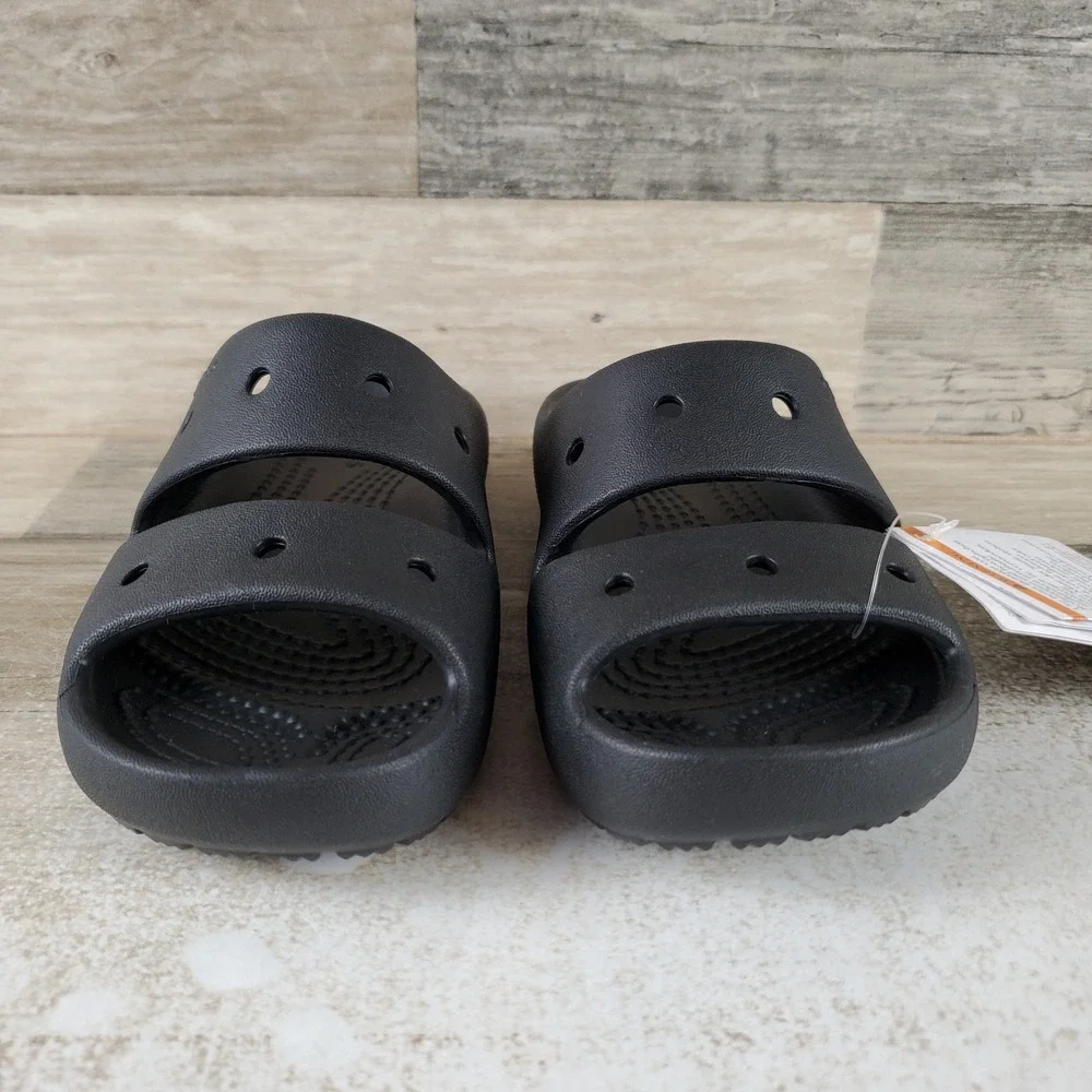 Crocs Classic V2 Little Kids Sandals Sz 12 C12 Black Rubber Comfort Slip On